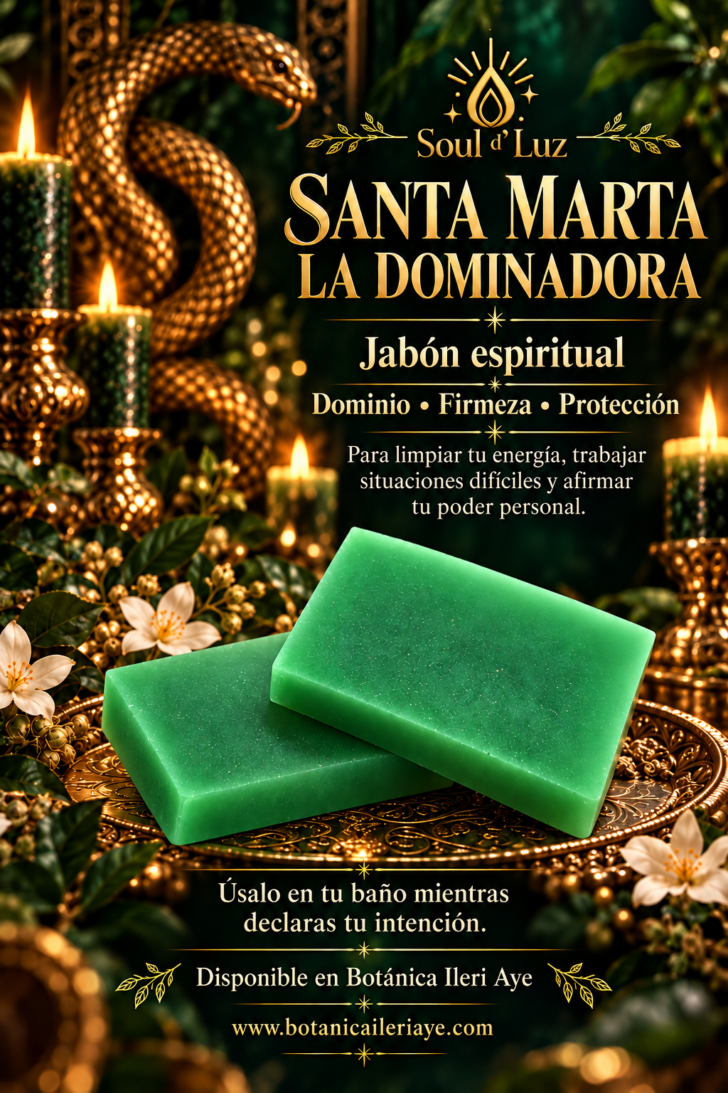 Jabón en Barra Santa Marta la Dominadora | Dominio, firmeza y protección espiritual |Soul D luz