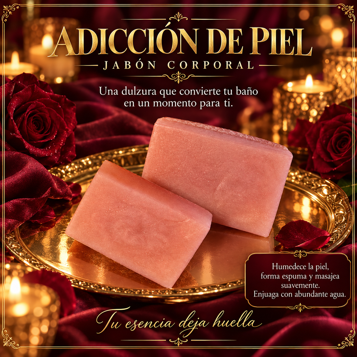 Adiccion de piel | Jabón | Sensualidad, deseo, atracción, presencia | Olor Dulce, floral y almizcle