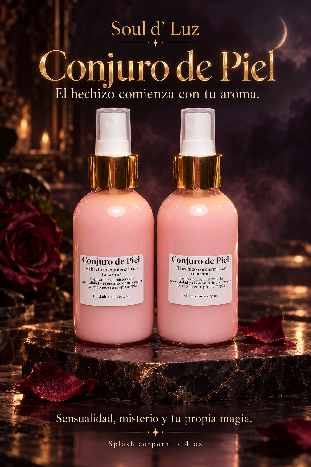 Spray Conjuro de Piel | Misterio, transformacion, sensualidad | Olor a naranja 4 oz | Soul d’ Luz