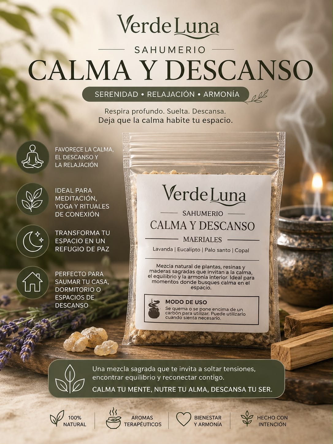Sahumerio de Calma y Decanso | VerdeLuna