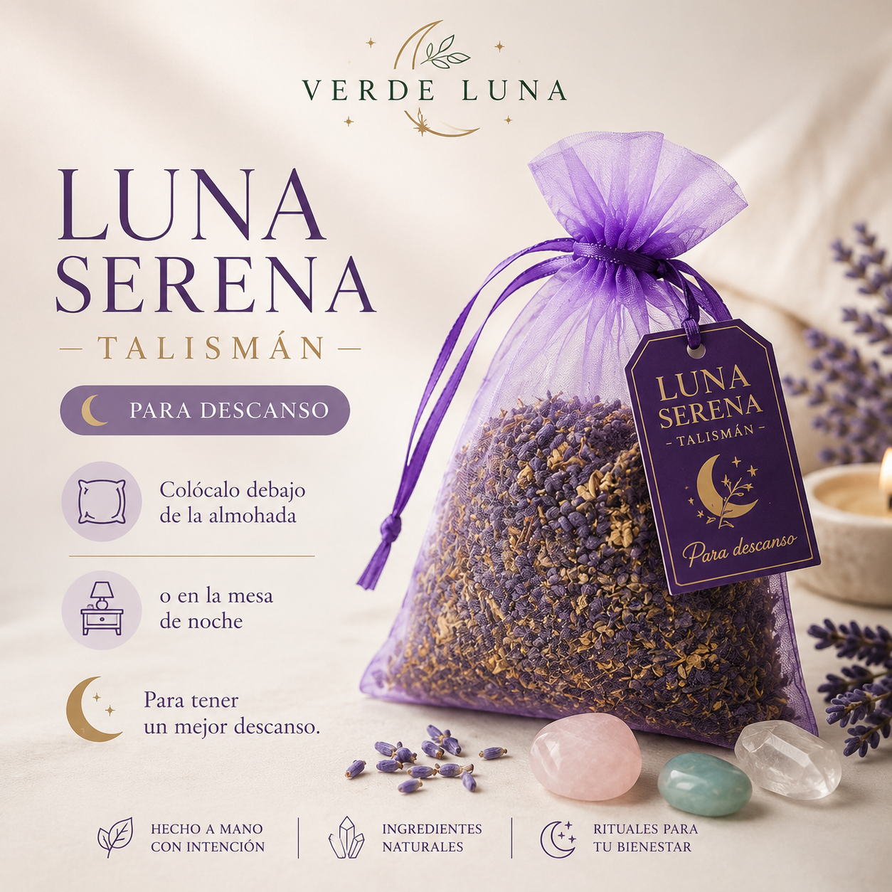 Talismán Luna Serena | Descanso, Relajación y Sueño Reparador |VerdeLuna