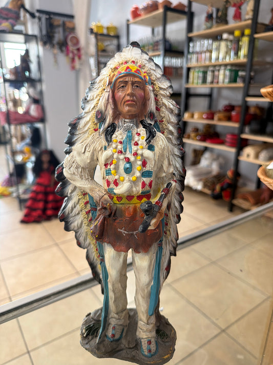 Figura Espiritual de indio parado 5454 en Resina | Estatua Decorativa y Mística para Altares y Hogar