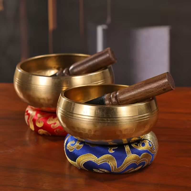 Cuencos Tibetanos de Nepal Azul (1) | Hechos a Mano con Mazo en Cruz para Meditación y Yoga