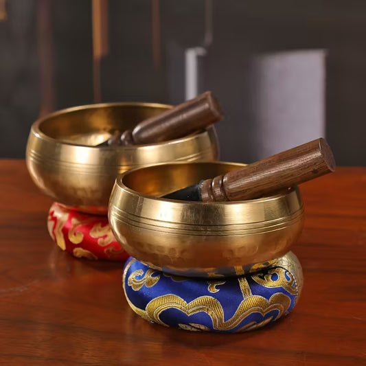 Cuencos Tibetanos de Nepal Azul (1) | Hechos a Mano con Mazo en Cruz para Meditación y Yoga