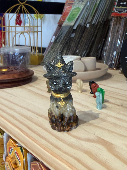 Gato de Cuarzos | Pirita, citrino y ojo de tigre  | Figura