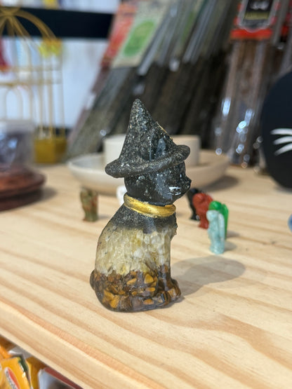Gato de Cuarzos | Pirita, citrino y ojo de tigre  | Figura