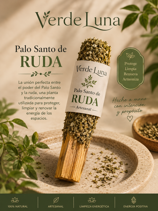 Palo Santo de Ruda Artesanal | Limpieza Energética, Protección y Armonía |VerdeLuna