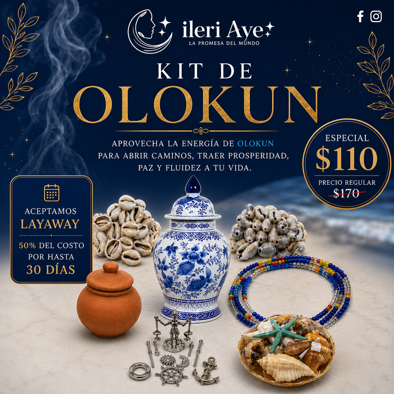 Kit Completo de Olokun | Sopera, Boya, Tinaja, Caracoles y Herramientas Espirituales