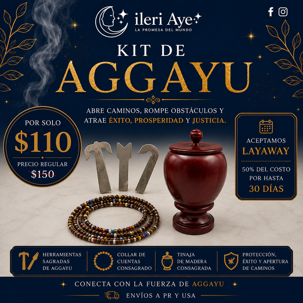 Kit aggayu |Lebrilo, collar, herramientas de 3 aggayu