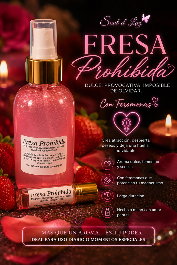 Kit Fresa Prohibida | Spray  y roll on con Feromonas para Atracción, Deseo y Magnetismo Personal