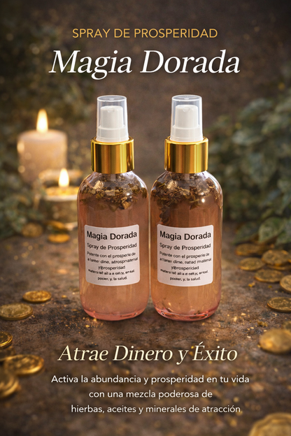 Spray Magia Dorada Grande | Prosperidad, abundancia, abrir camino, para personas y espacios | Soul D Luz