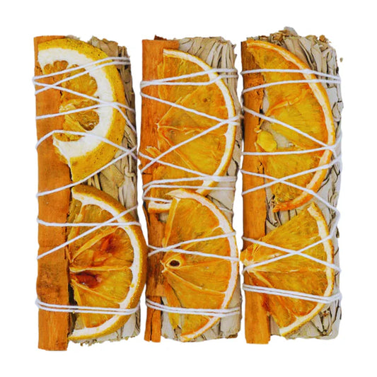 Sahumerio de Salvia Blanca con Canela y Naranja (4”) | Limpieza Energética y Alquimia Aromática
