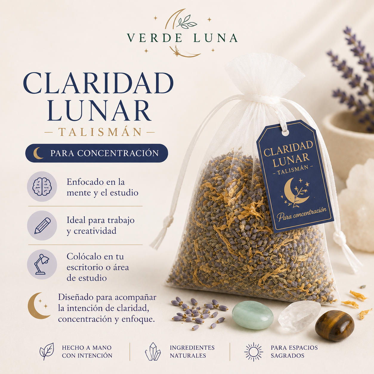 Talismán Claridad Lunar | Concentración, Claridad y Equilibrio | VerdeLuna