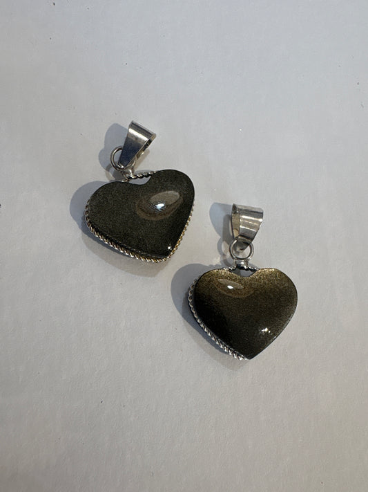 Pendant de piedra obsidiana | Piedra energetica, corazon, proteccion, alejar y bloquear energias, determinacion