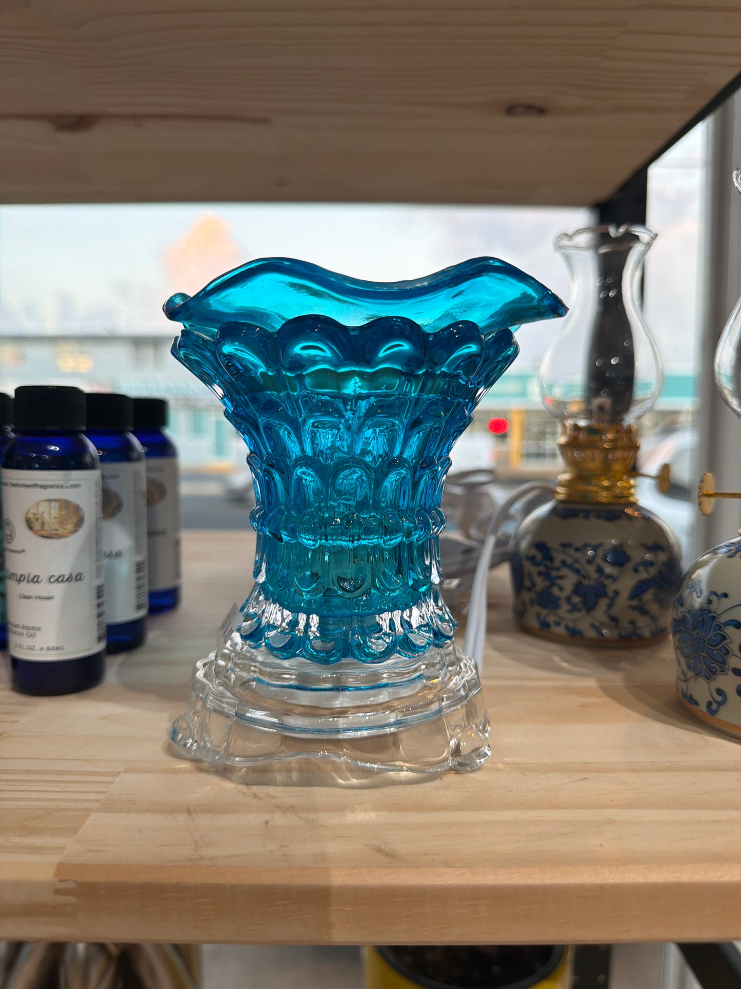 Quemador de Aceite cristal azul
