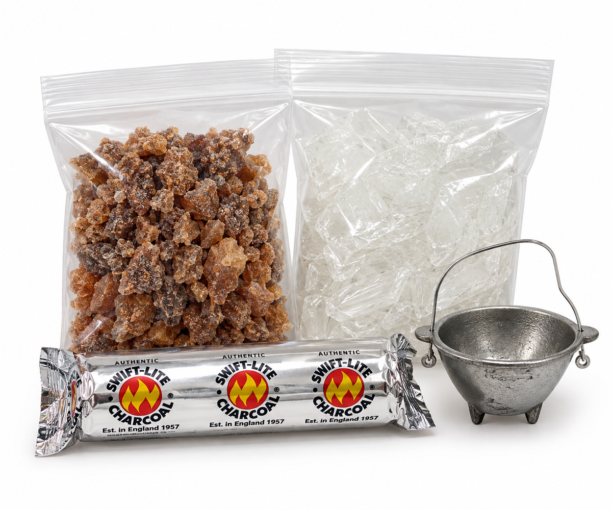 Kit de sahumerio | Copal, Menthol cristal, Carbon y caldero | limpieza abarcadora casas y negocios