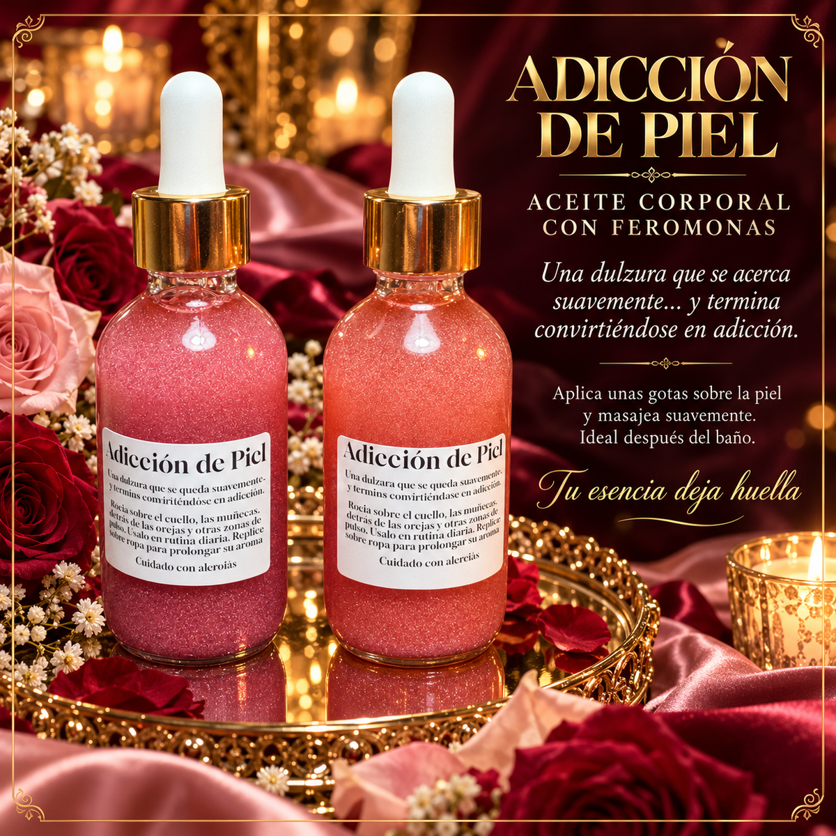 Adiccion de piel | Aceite |Sensualidad, deseo, atracción, presencia | Olor Dulce, florar y almizcle