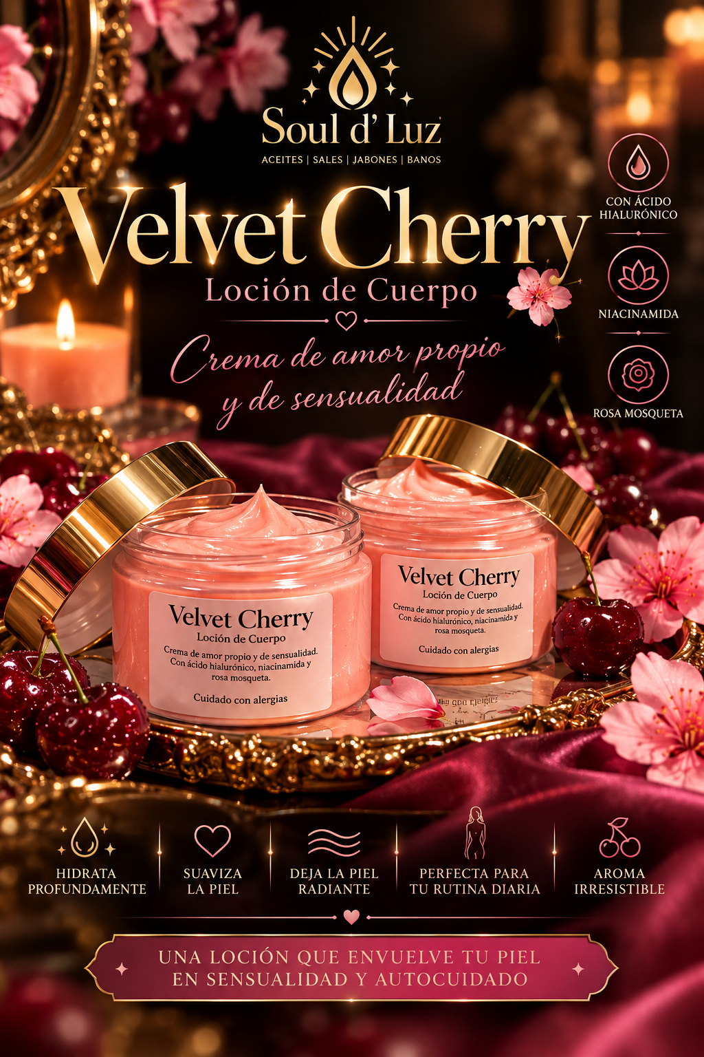 🍒 Velvet Cherry | Loción Corporal | Olor cherry
