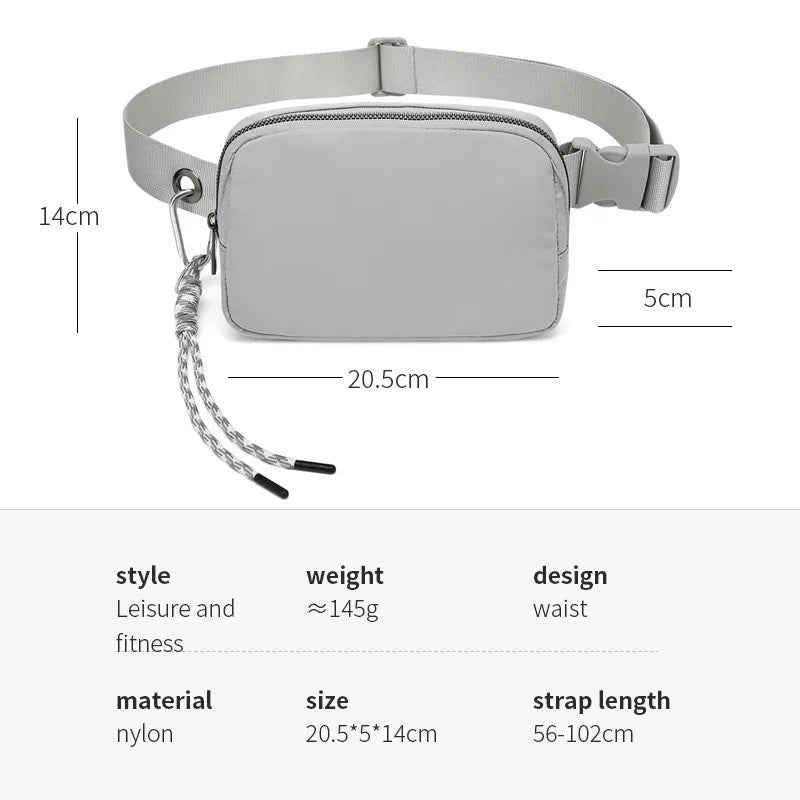 Bolso de Cintura Blanco para Iyawó | Nylon Elegante de Color Sólido Unisex