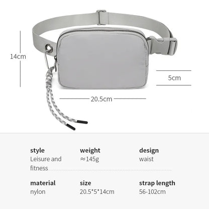 Bolso de Cintura Blanco para Iyawó | Nylon Elegante de Color Sólido Unisex