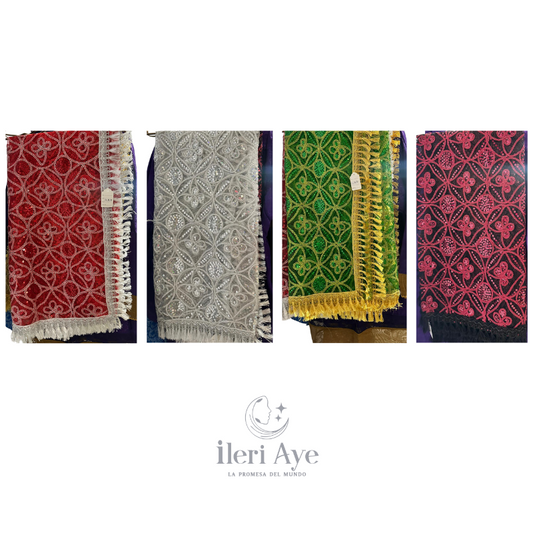 Paños de Santos en Encaje | Obatalá, Yemayá, Elegguá, Oyá, Oshún y Orula | Accesorios Rituales de Osha - Verde y amarillo-orula