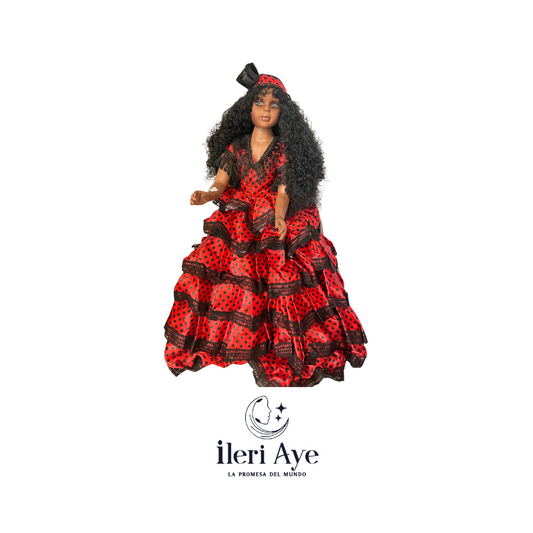 Muñeca negra y roja