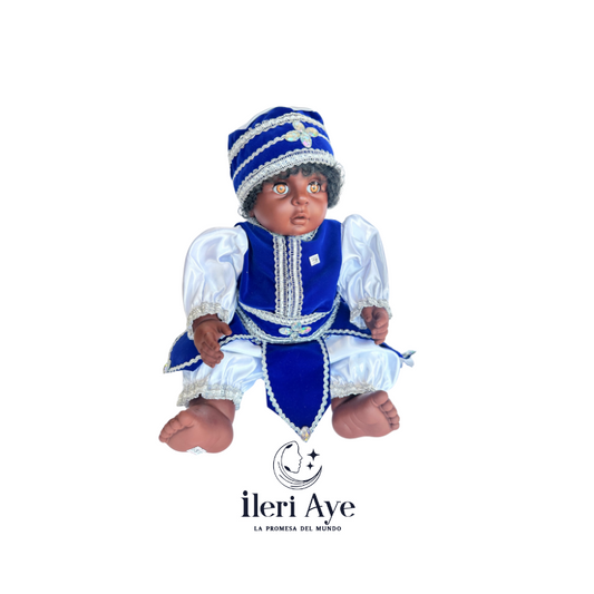 Muñeco azul y blanco