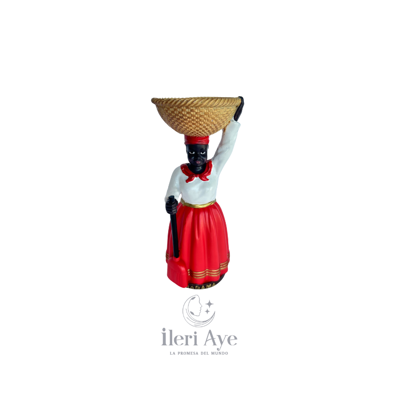 Figura Espiritual Femenina con Cesta | Estatua de Resina para Altares y Decoración Mística