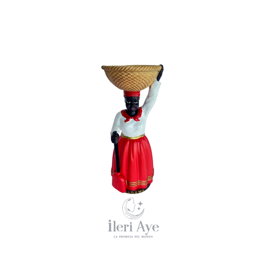 Figura Espiritual Femenina con Cesta | Estatua de Resina para Altares y Decoración Mística