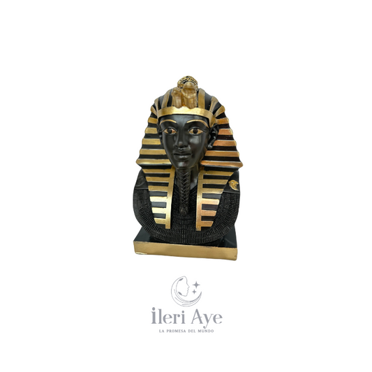 Busto de Faraón Egipcio Negro y Dorado | Estatua Decorativa Mística para Hogar y Espacios Espirituales