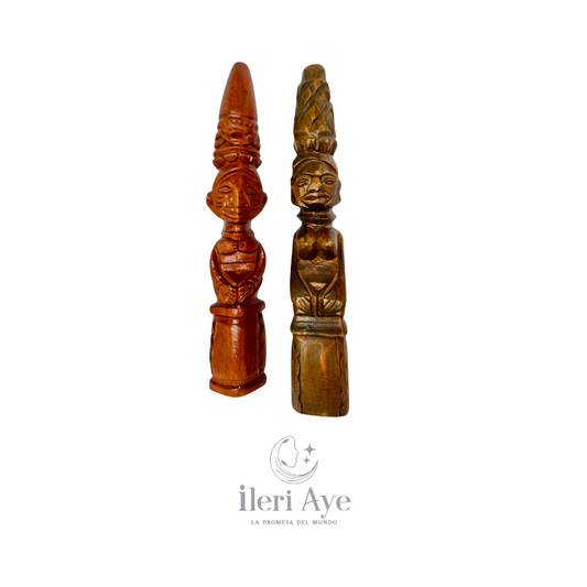Agogó de Ifá en Madera (INDIVIDUAL, ESCOGER COLOR) | Campana Ritual Tradicional Yoruba para Llamar a Orunmila - brown oscuro