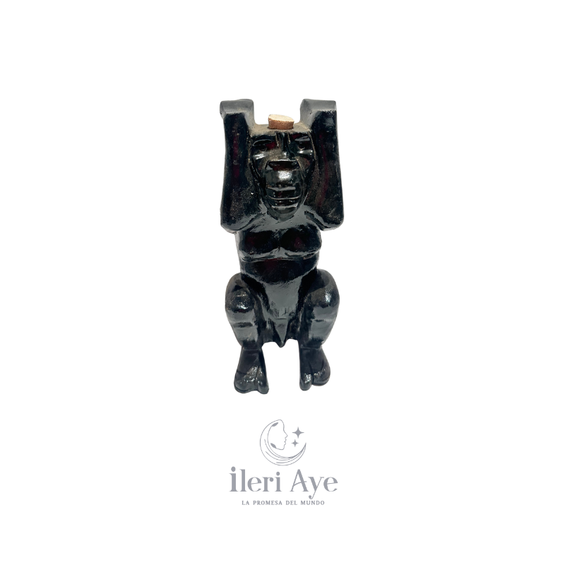 Figura Orun Mono en Madera Negra | Herramienta Tradicional de Ifá para Ritos y Protección Espiritual