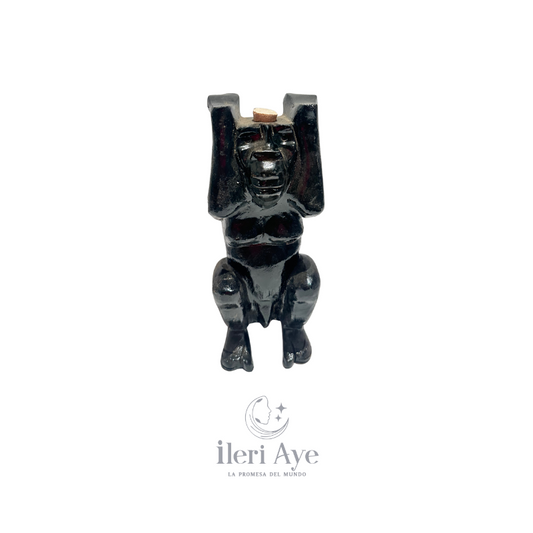 Figura Orun Mono en Madera Negra | Herramienta Tradicional de Ifá para Ritos y Protección Espiritual