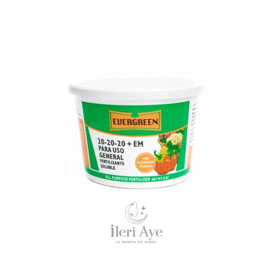 Abono 20-20-20 Evergreen | Fertilizante Soluble Balanceado para Plantas Ornamentales y Huertos