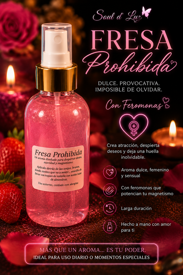 Spray Fresa Prohibida | Spray con Feromonas para Atracción, Confianza y Magnetismo Personal