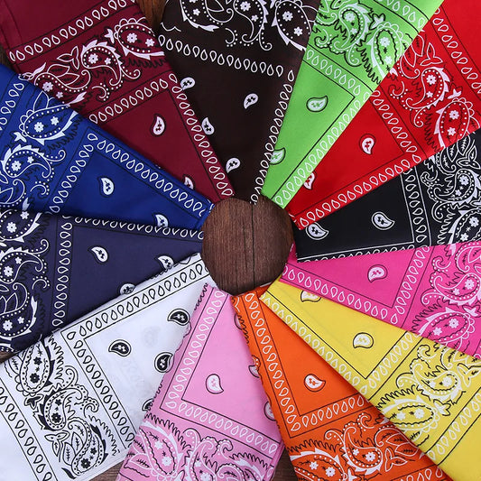 Pañuelo Bandana de Algodón Unisex | Estampado Clásico Paisley en Varios Colores - gris