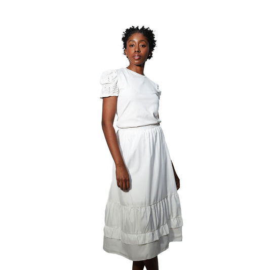Falda Blanca Casual de Verano | Estilo Simple y Versátil para Mujer - M