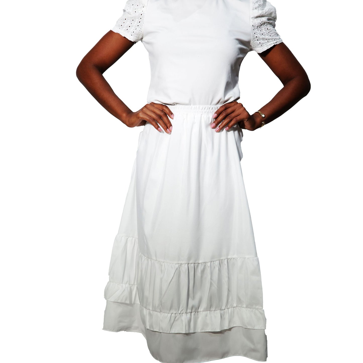 Falda Blanca Casual de Verano | Estilo Simple y Versátil para Mujer - M