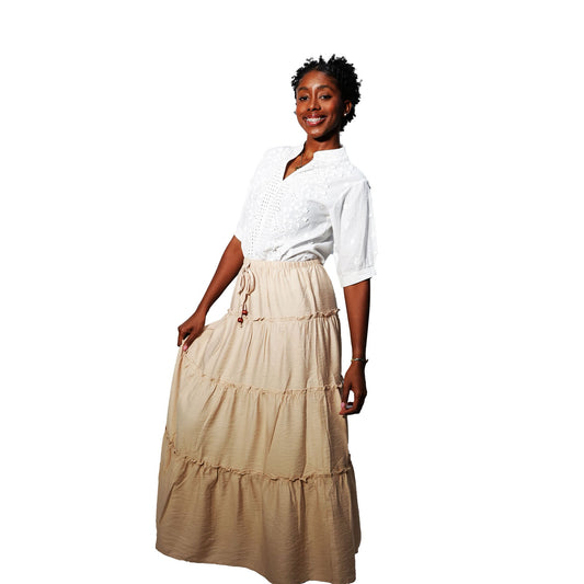 Falda Crema Casual de Verano | Estilo Simple y Elegante para Mujer - XL