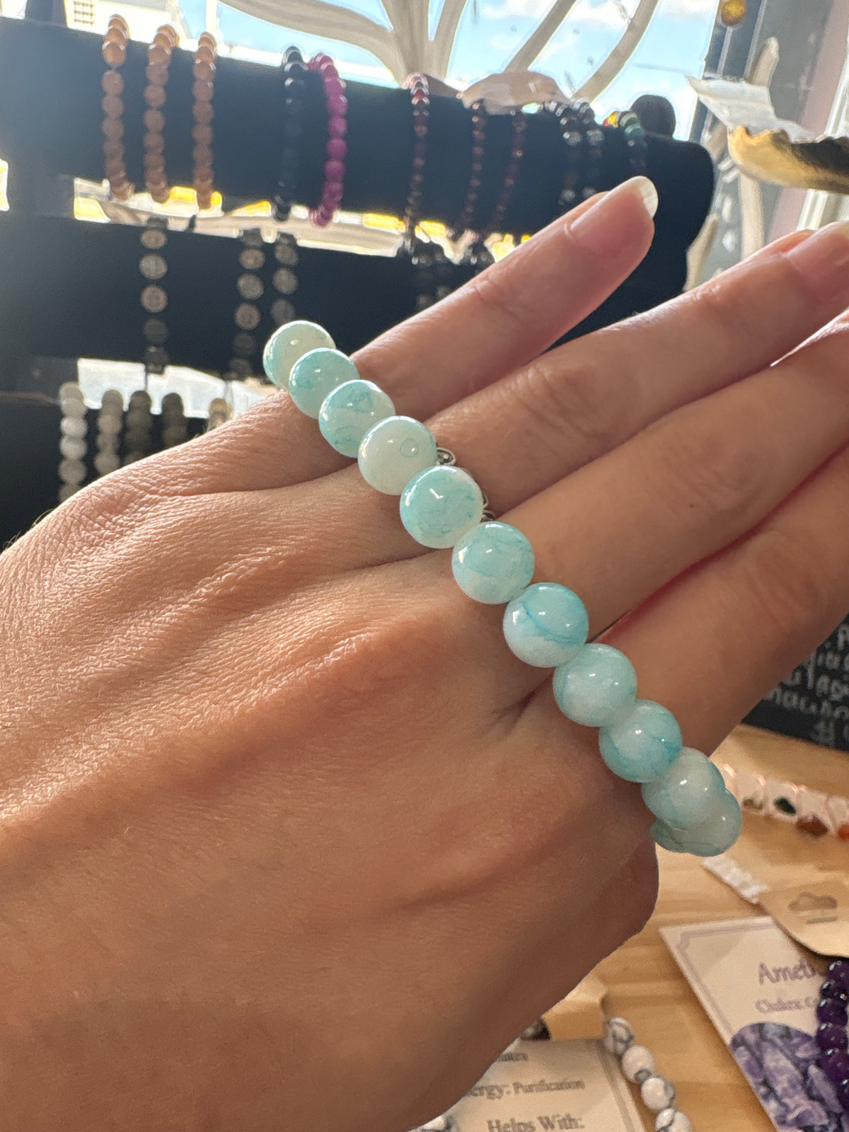 Pulsera azul Larimar  | Espiritual, bloqueo de energias, evita fugas de energias.
