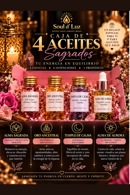 Cajita de 4 Aceites Sagrados | Edición Limitada – Soul d’ Luz